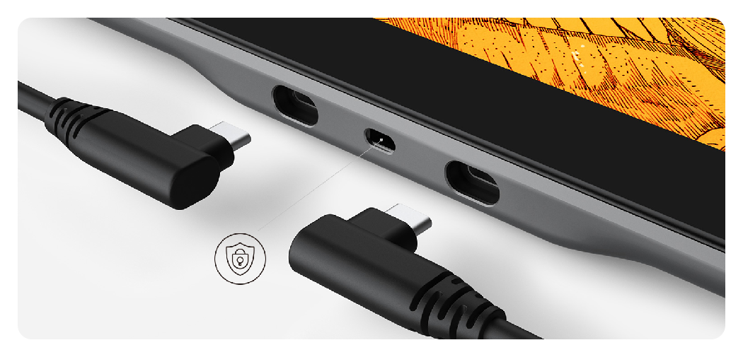 close up of the xp pen drawing tablet ports