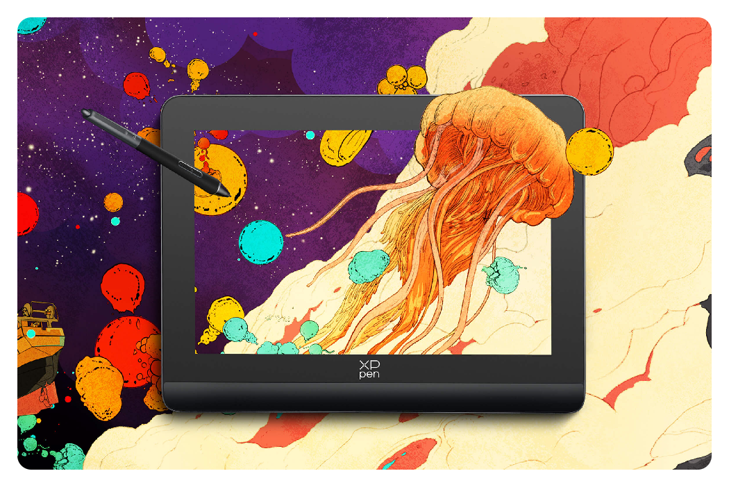 illutstraion of a jelly fish coming out of the xp pen artist 14 2nd gen