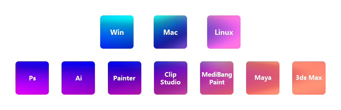 xp pen artist pro 16 compatible software examples in rounded boxes