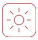 Red rounded square icon with sun icon in center