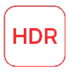 Red rounded square icon with HDR text in center