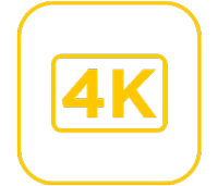 Yellow 4K text in rounded square