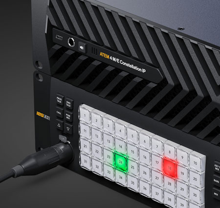 close up of the atem constellation focusing on talkback controls