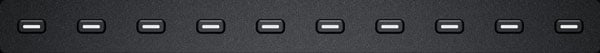 a row of soft menu buttons on the Blackmagic Design Fairlight Audio Panel