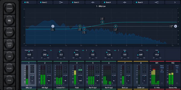 Blackmagic Design Fairlight Live audio mixer software interface
