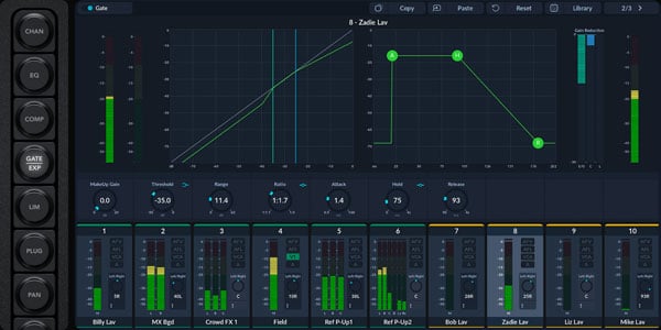 Blackmagic Design Fairlight Live audio mixer software interface