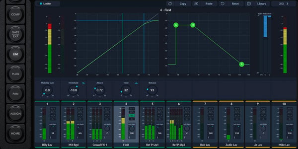 Blackmagic Design Fairlight Live audio mixer software interface