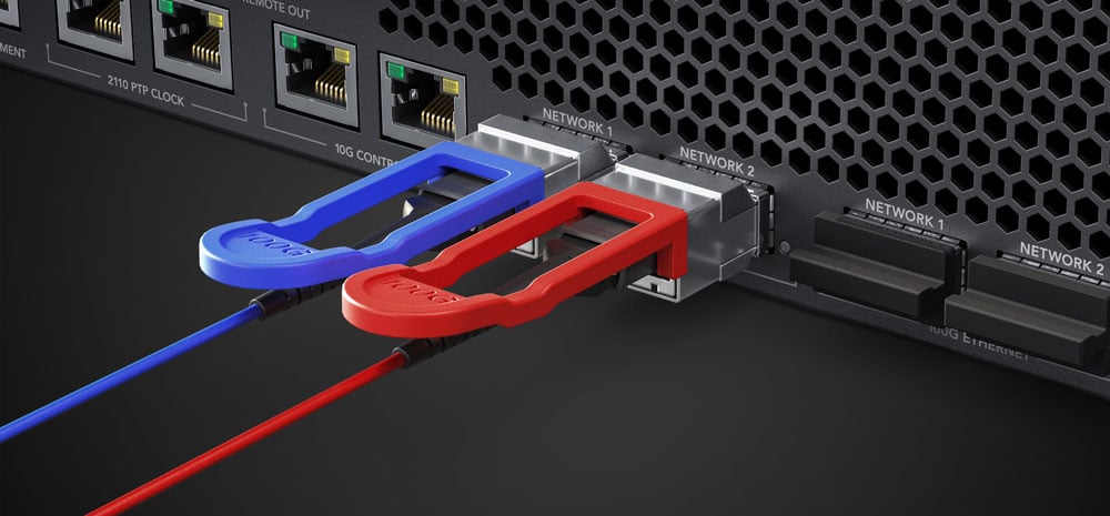 rear view of the blackmagic hyperdeck showing the 100g ethernet connections