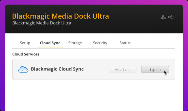 blackmagic cloud sync interface