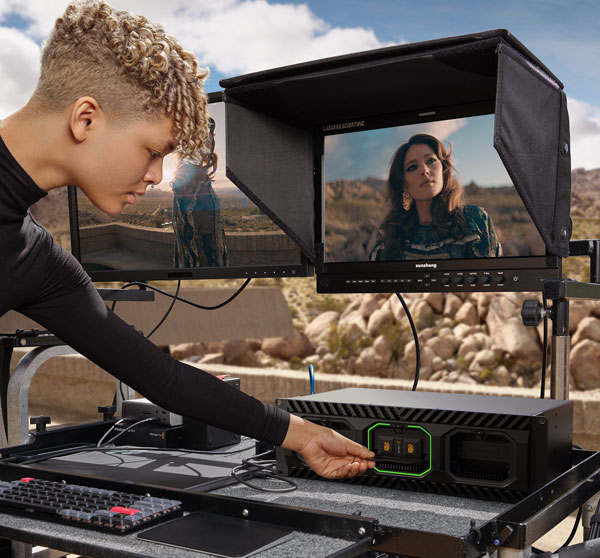 blackmagoc media dock ultra in use on a movie set