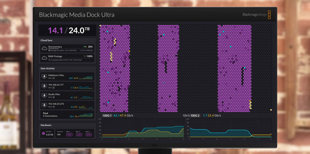 blackmagic media dock ultra monitoring interface