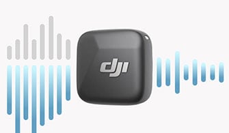 illustation of DJI Mic Mini surrounded with sound waves passing behind