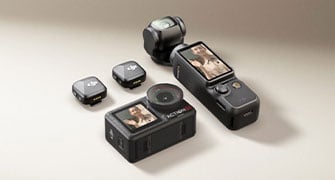 DJI Osmo product family photograph on beige table