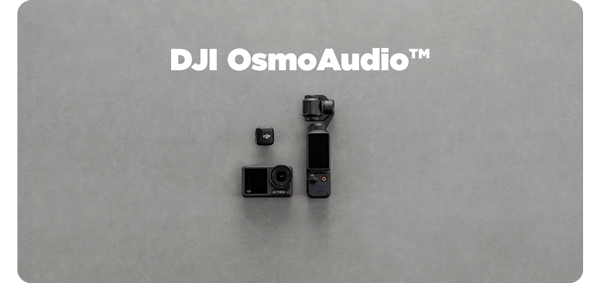 DJI Osmo Action 5 Pro, Osmo Pocket 3 and Mic Mini sitting on grey table