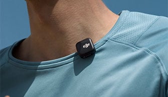 image of runner wearing DJI MIc Mini with clip on mount