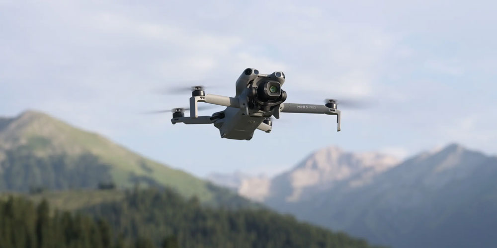 dji mini 5 pro flying in the air