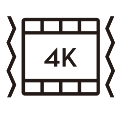 Black icon of 4K Video frame with zig zag line outer