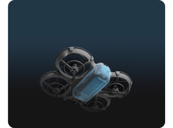 Illustraion of DJI Neo Drone with Battery highlighted
