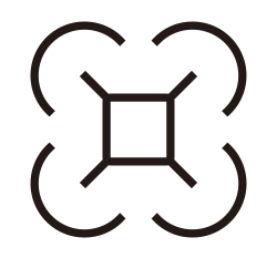 Black icon top down view of DJI Neo Palm sized drone