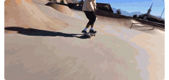Animated gif of skateboarder riding skatepark