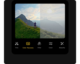 DJI Mimo editing window showing dlog colour recovery