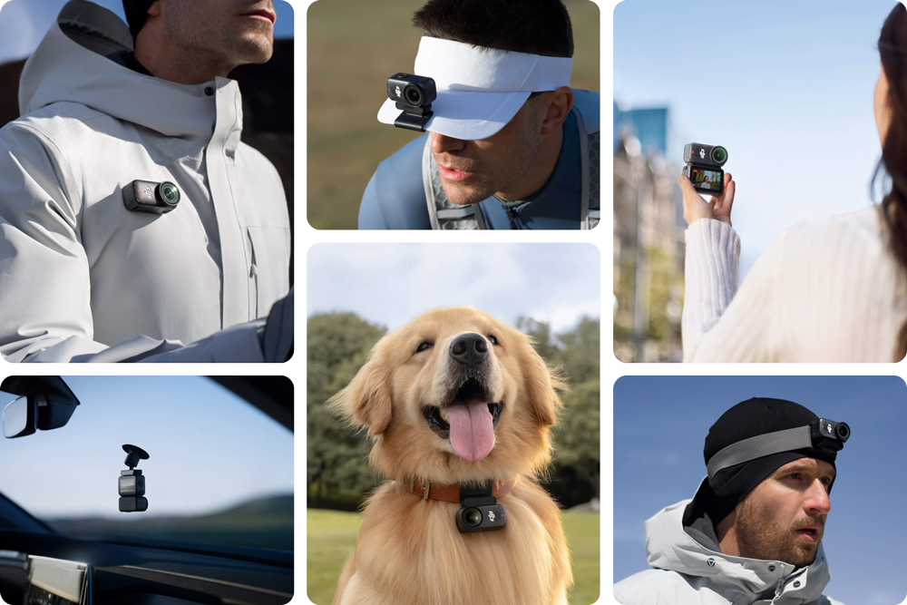 different examples of people wearing the dji osmo nano