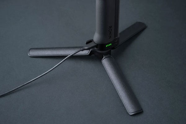 close up of the DJI RS 5 being charged