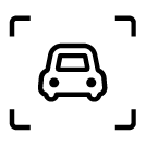 Line drawn icon of car with tracking focus bracket