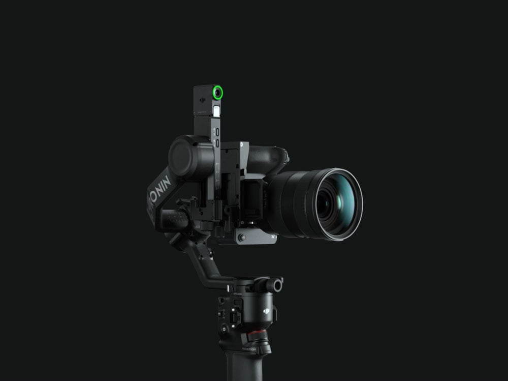 angled view of the DJI RS 5 in vertical shooting mode