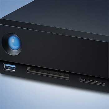 Close up of LaCie 1big Dock SD and CF card readers