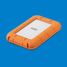 LaCie Rugged Mini SSD4 on blue background