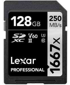 Lexar 124GB Professional 1667x UHS-II SDXC Card