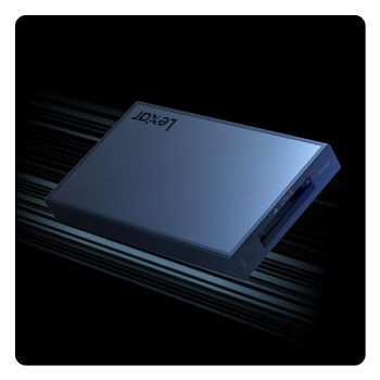 lexar cfexpress type b card reader on a black background