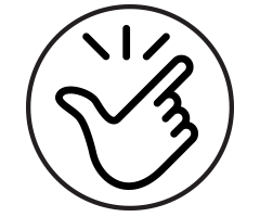 Black circle icon of hand in L shape 