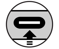 Black circle icon of USB-C connector on PCIe Card