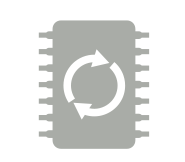 icon of PCB fuse with circular arrows in center