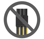 image of PCIe auxilary power cable connector covered with crossed circle