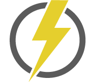 Lightning bolt icon in grey outline circle
