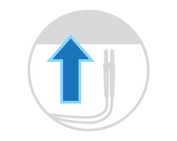 Icon showing sfp+ cable connecting to network switch