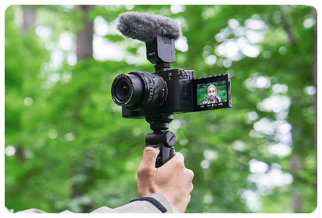 Sony A7C being used for vlogging