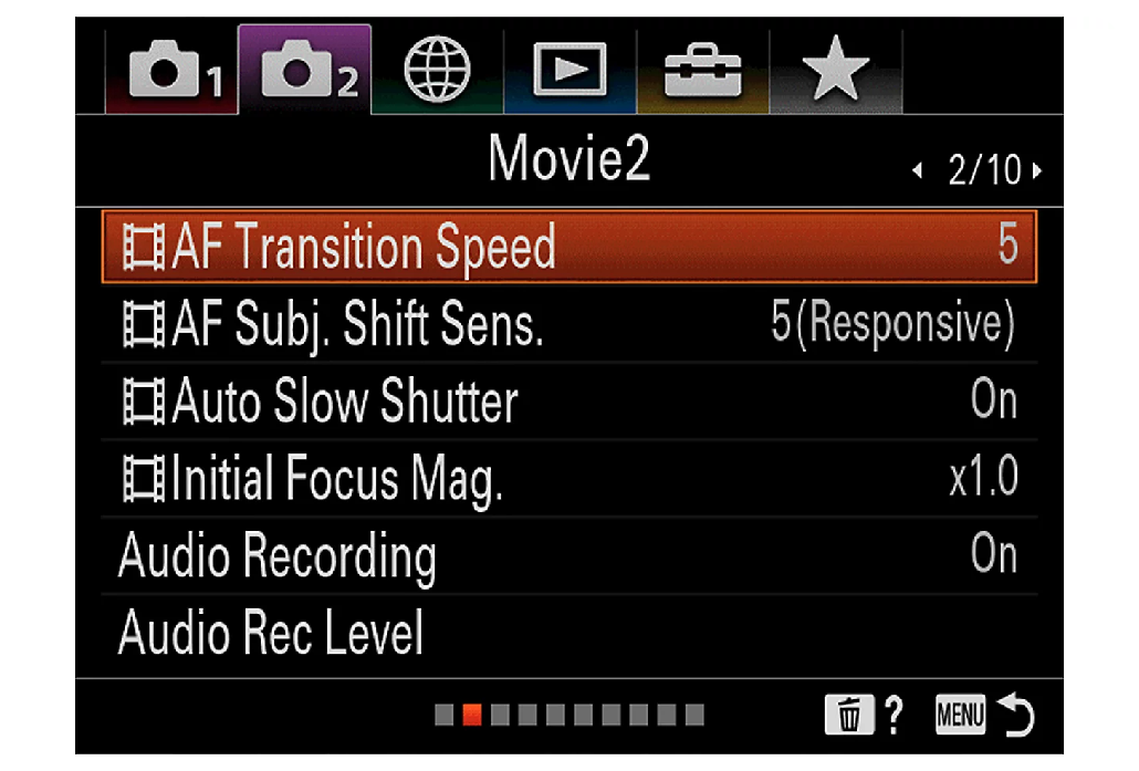 Sony A7C camera fine tune autofocus menu