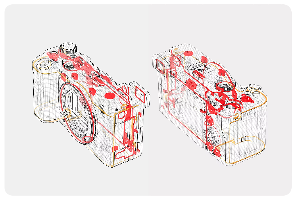 Sony A7C x ray view of dust and moisture resistant seals