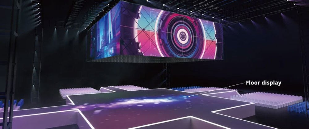 absen panels being used for a stage floor display