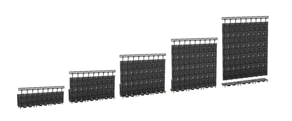 different configurations of the hanging absen panels