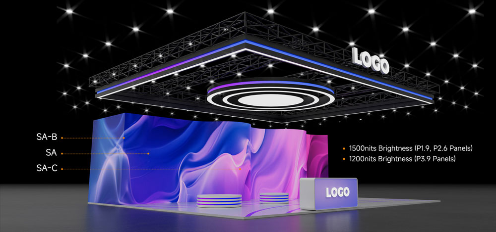 stage design using a variety of absen sa panels