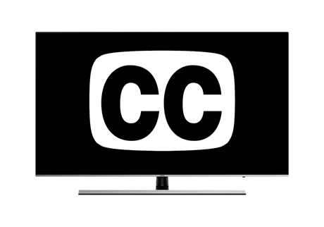 White CC icon on black tv screen