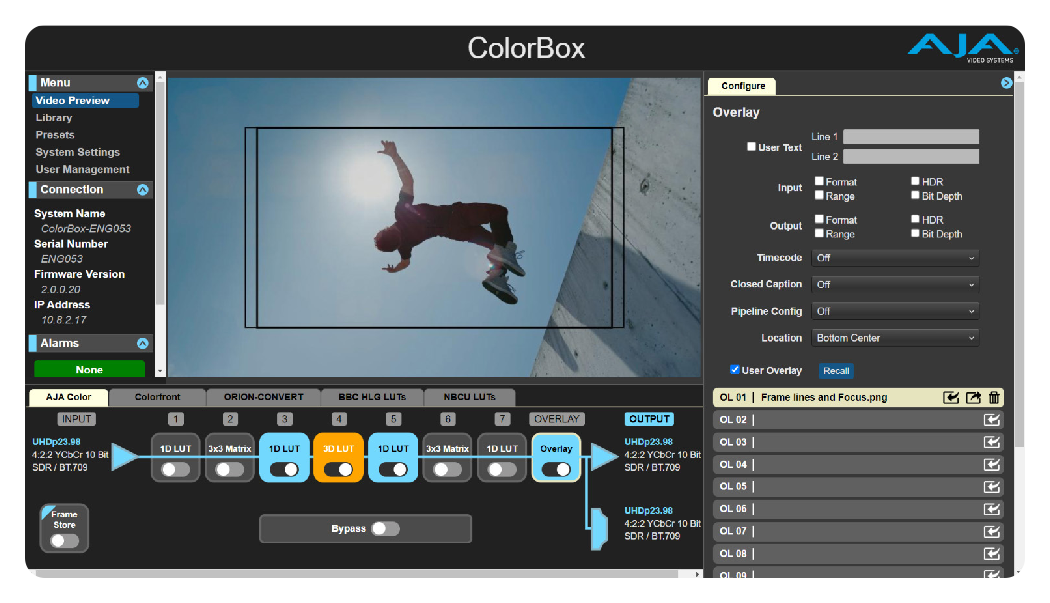aja colorbox aja color interface