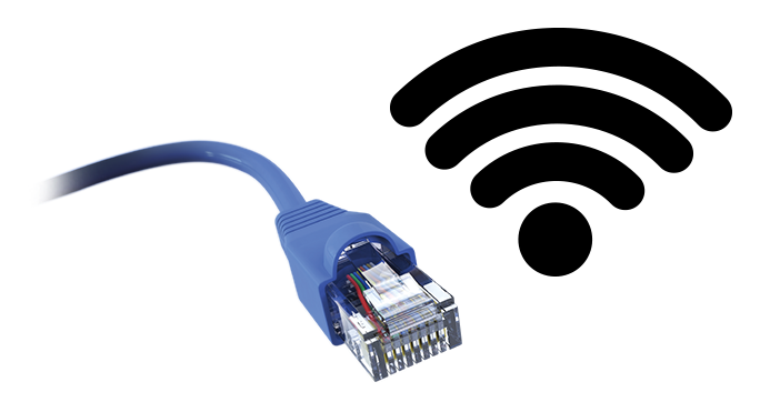 blue lan cable and wireless icon