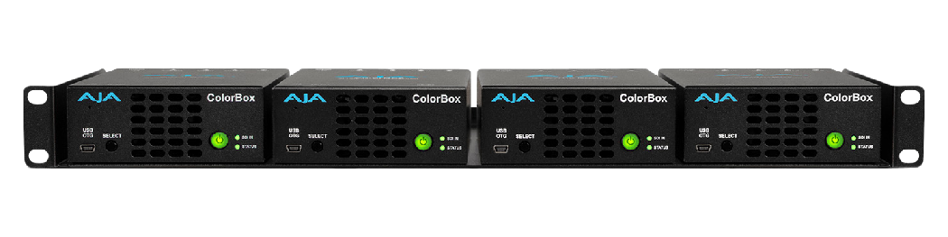 four aja colorboxs rackmounted