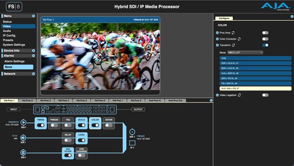NBCU LUTs interface on the AJA FS8 user interface